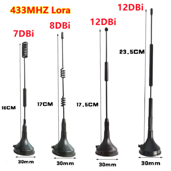 2szt Lora SX1268 SX1276 433MHz 12DBi antena LoRa monopole SMA interfejs męski przyssawka antena RG174 długość kabla 5M