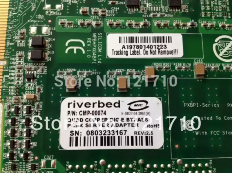 Przemysłowa płyta główna Silicom RiverBed QUAD COPPER GIG-E BYPASS PCI-X SERVER ADAPTER CMP-00074
