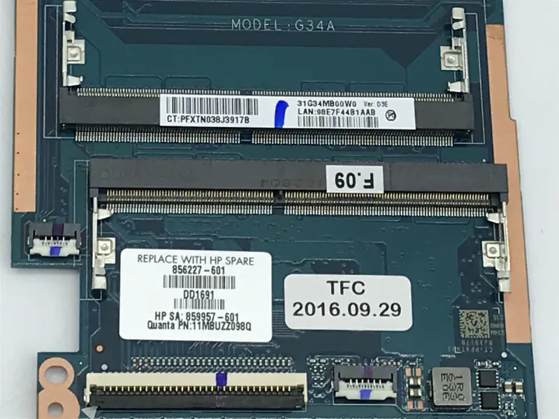 HP 856227-001 856227-501 856227-601 Płyta główna I7-6500U 940MX 2GB DAG34AMB6D0