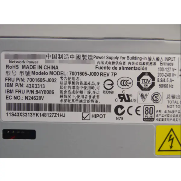 Zasilacz serwerowy 750W 94Y8086 43X3313 do IBM X3650M4 X3550M4