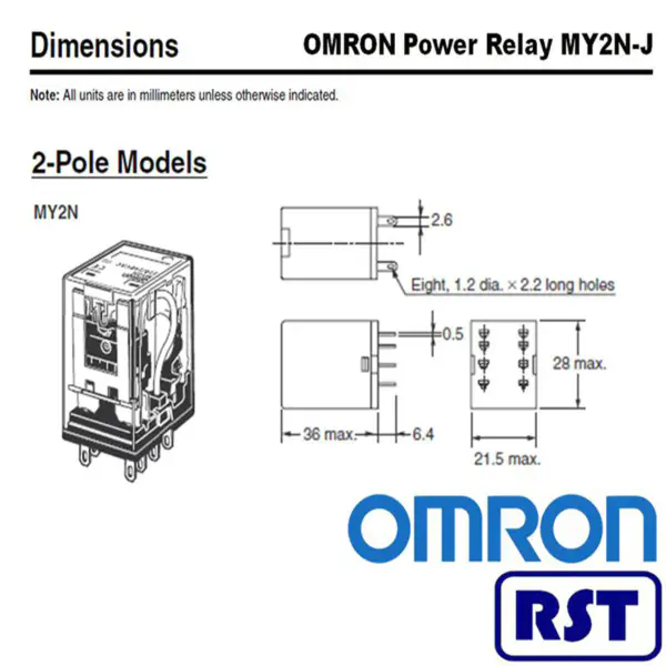Przekaźnik zatrzaskowy Omron 12 V DPDT PCB 220/240 VAC