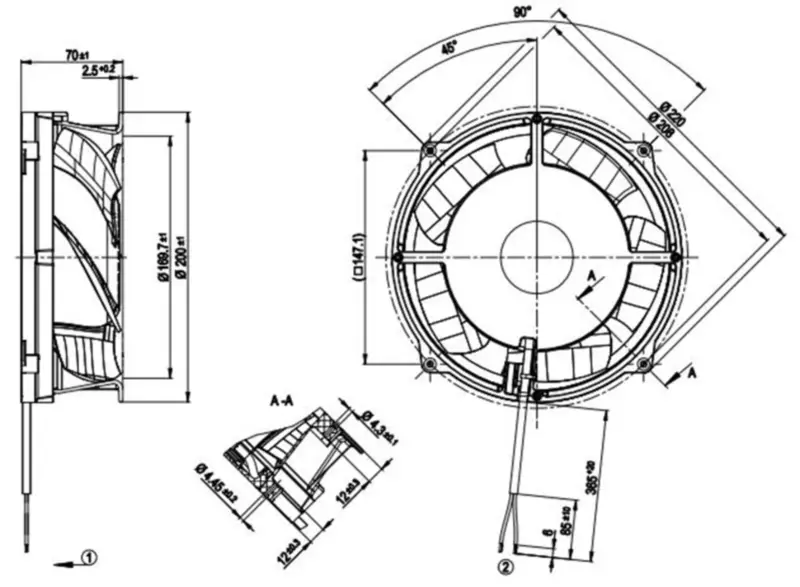 Niemiecki wentylator chłodzący ebmpapst W1G180-AB11-32 32/60V