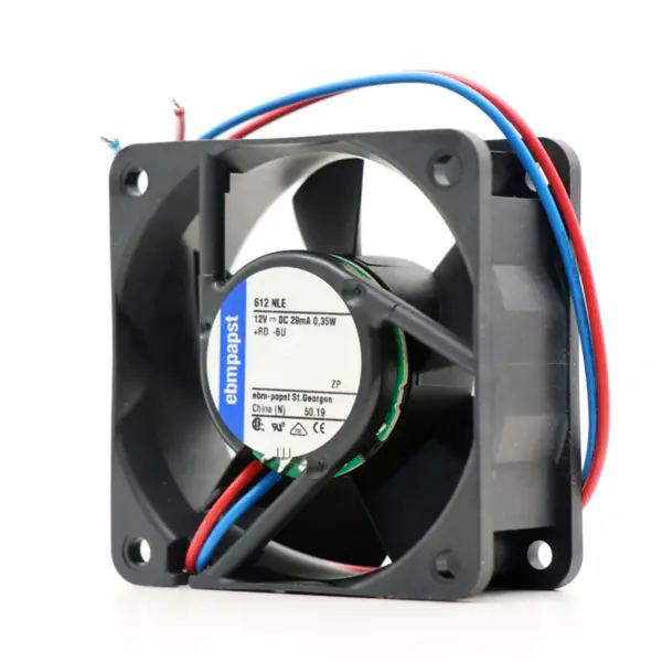 Rozmiar 60 x 60 x 25 mm 12 V DC Przepływ powietrza 21 m3/h 2500 obr/min 612NLE Wentylator chłodzący Ebmpapst