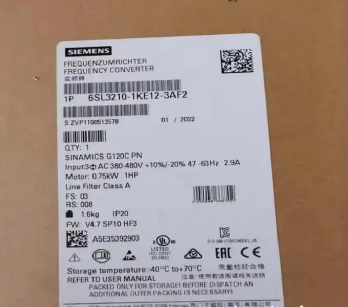 Falownik Siemens G120C 6SL3210-1KE12-3AF2 6SL32101KE123AF2