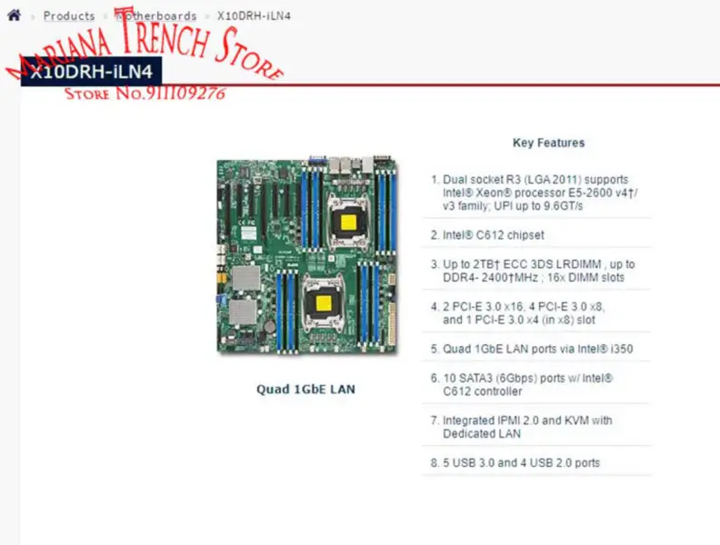 X10drh-iln4 do płyty głównej Supermicro Lga2011 E5-2600 V4/v3 Family Ddr4 Ipmi 2.0