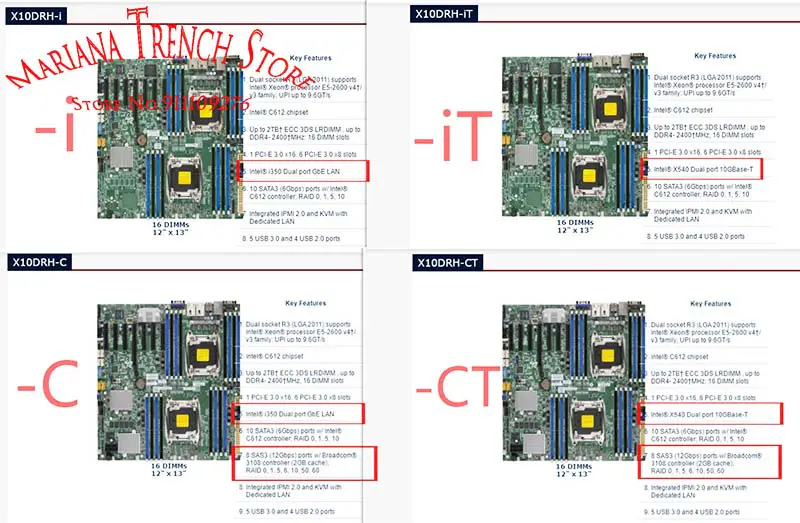 X10drh-ct do płyty głównej Supermicro Lga2011 E5-2600 V4/v3 Family Ddr4 Dual Port 10gbase-t Sas3 (12gbps) Ipmi 2.0