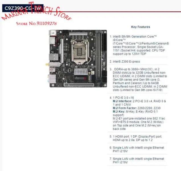 Płyta główna Supermicro C9Z390-CG-IW LGA1151