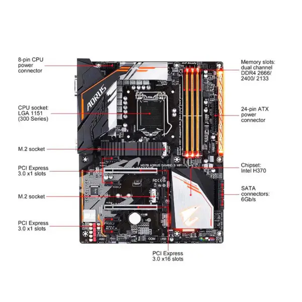 H370 Aorus Gaming 3 Wifi Do Płyty Głównej Gigabyte Lga1151 H370 Ddr4 64gb Core I7/i5/i3 Atx