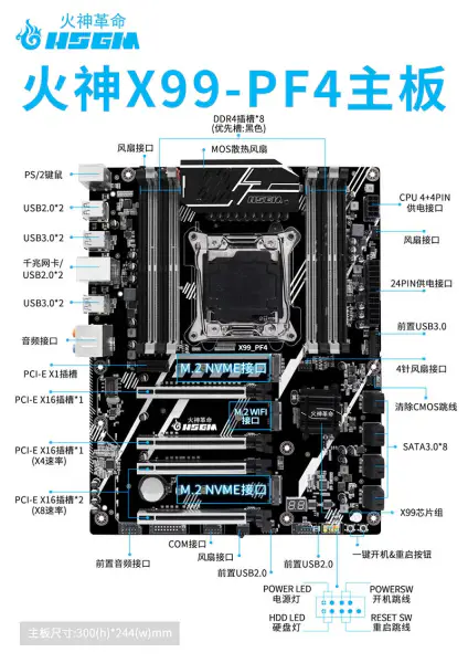 Płyta główna Hsgm X99-pf4 z obsługą procesorów 22 nm, uniwersalna płyta główna Pci-e 3.0 do serwerów