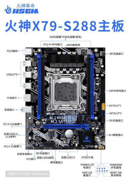 Płyta główna Hsgm X79-s288 z obsługą dwukanałowego Ddr3 Płyta główna do serwerów