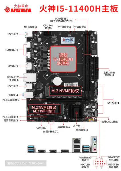 Hsgm I5-11400h Cpu Socket Płyta główna Serveur Procesor Płyta główna