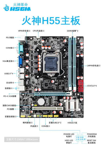 Płyta główna Hsgm H55 Płyta główna do komputera stacjonarnego Płyta główna z gniazdem procesora Lga 1151