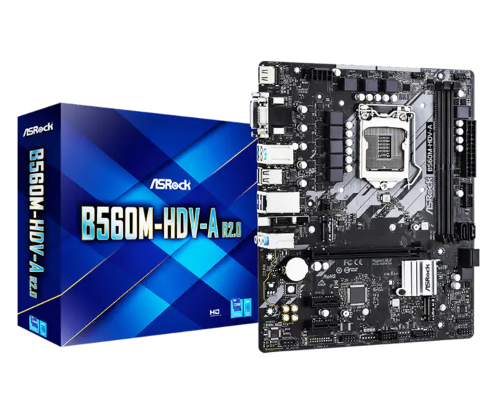 Płyta główna Asrock B560m-hdv-a R2.0 Obsługuje procesory 10400f 11400f 10700 11700 Intl B560 Lga 1200