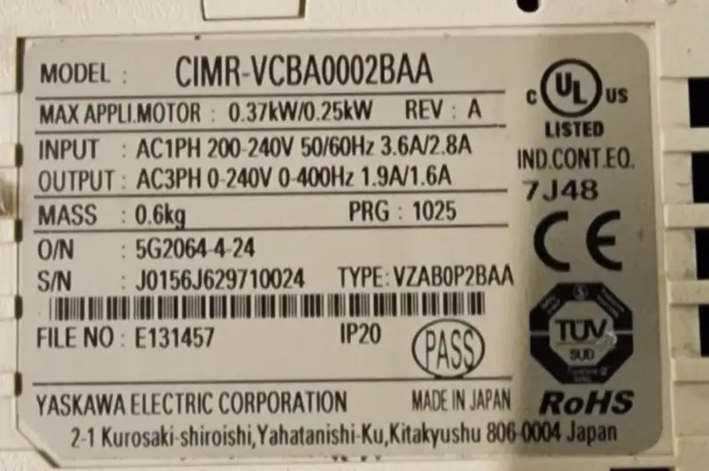 Falownik Yaskawa CIMR-VCBA0002BAA