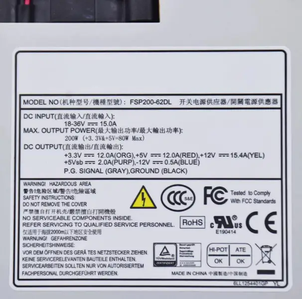 Zasilacz DC 1U FLEX FSP200-62DL Wejście 18-36 VDC