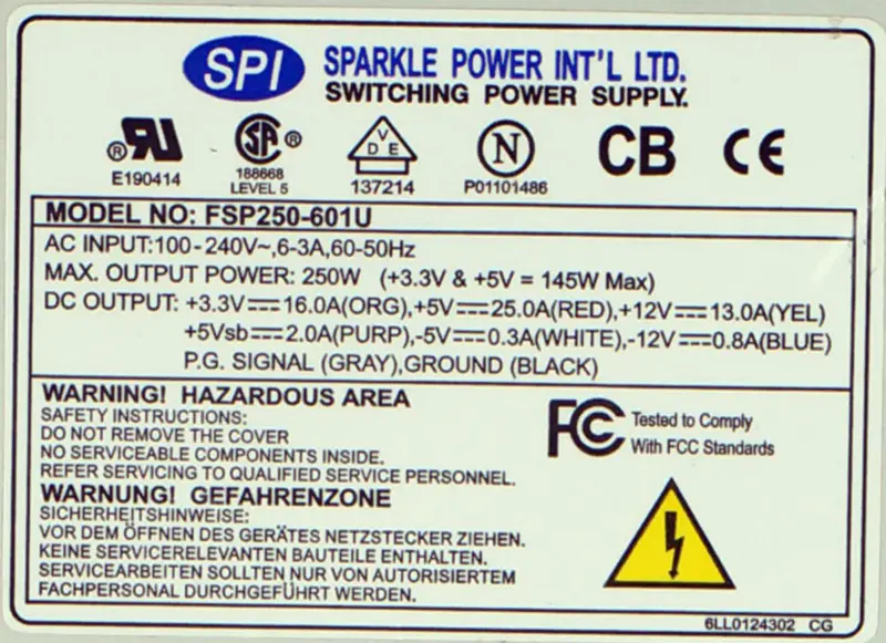 Zasilacz FSP FSP250-601U 250W AT 1U