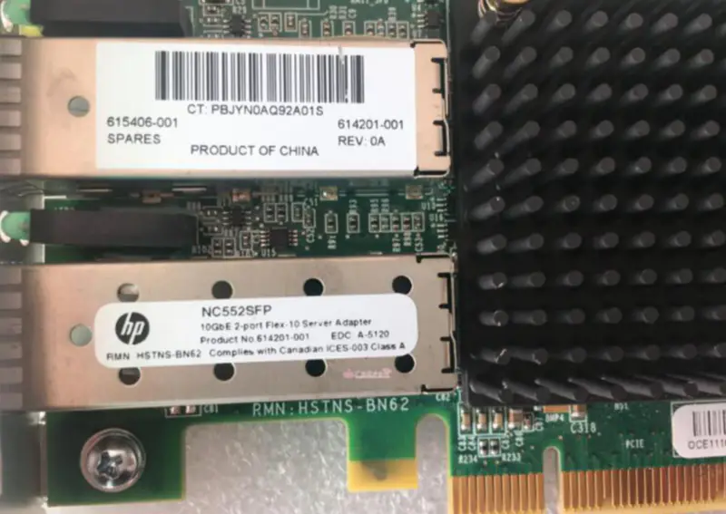 2-portowa karta sieciowa HP NC552SFP 10GbE 614203-B21 615406-001 614201-001