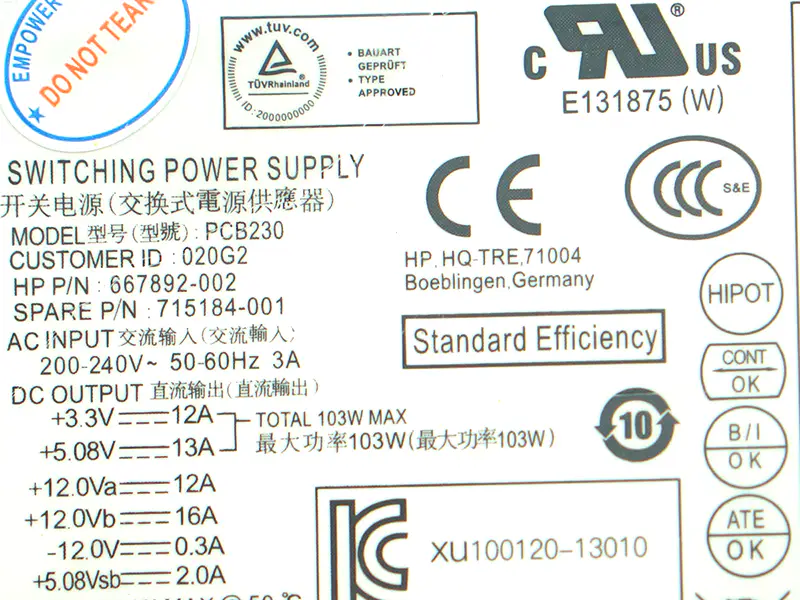 Zasilacz HP D13-180P1A PCE018