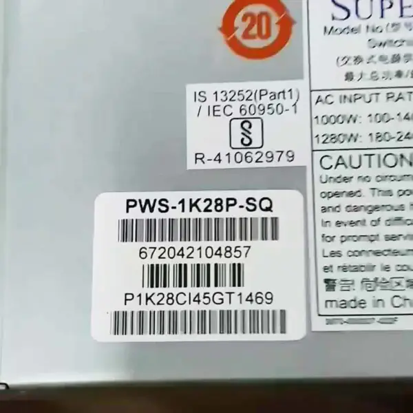 W magazynie zasilacz Supermicro 1280w 80 Plus Platinum Pws-1k28p-sq do serwerów 1u / 2u