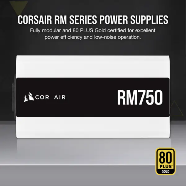 Cors Zasilacz Powietrzny Psu Rm750 750w Biały Zasilacz Pełnomodułowy 80plus Gold 140mm Niskoszumowy Wentylator Smart Wake-up Rps0119