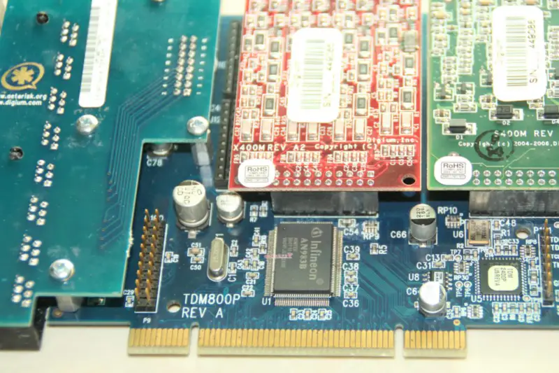 Analogowa karta głosowa Asterisk TDM800 FXO+FXS z 2 modułami poczwórnymi
