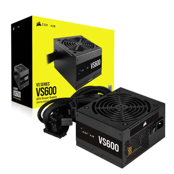 Cors Air Power Pc Power Supply Vs600 600w Atx Power Supply 80 Plus Compact Size Low Noise 12cm Fan Rps0038