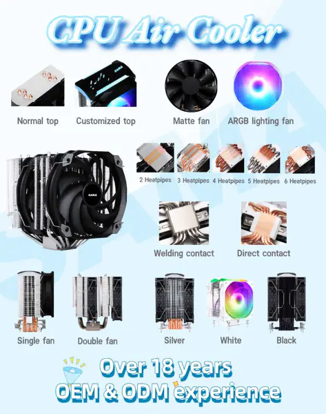 Wentylator chłodzący Cpu Air Cooler Led do obudowy komputera