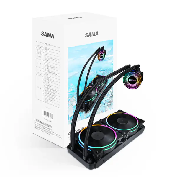 Sama 24cm Aio Cpu Cooler Radiator Miedź Woda Chłodzenie cieczą Pc Cpu Cooler Rgb Glow