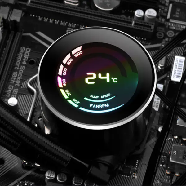 Sama 36cm Aio Cpu Cooler Radiator Miedź Wyświetlacz Woda Chłodzenie cieczą Pc Cpu Cooler Rgb Glow Z Wyświetlaczem Temperatury Komputera
