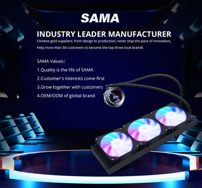 Sama 36cm Aio Cpu Cooler Radiator Miedź Wyświetlacz Woda Chłodzenie cieczą Pc Cpu Cooler Rgb Glow Z Wyświetlaczem Temperatury Komputera