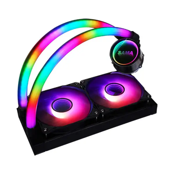 Sama Custom Argb Pipes 240 Rainbow Addressable Rgb Aio Cpu Water Liquid Cooling Fan Radiator Block System Kit