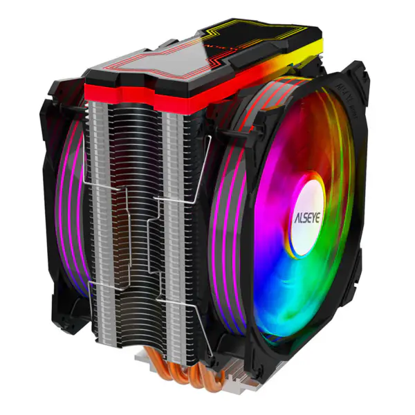 Alseye 120mm Dual Fan 4 Heat Pipes RGB Cpu Cooler Aura