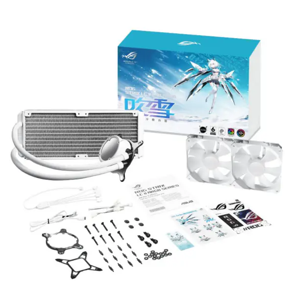 AsUs Rog Strix Lc Ii 240 Argb White Edition 2fans Zintegrowany wentylator chłodzenia procesora chłodzony wodą