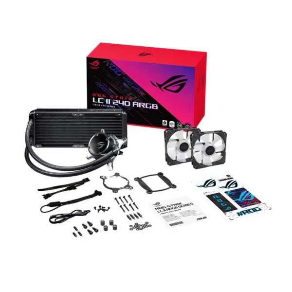 AsUs Rog Strix Lc Ii 240 Argb 2fans Zintegrowany Chłodzony Wodą Radiator Cpu Asetek 7th Pwm Dc Chłodzenie Cpu Wentylator Argb