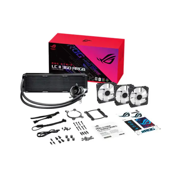 AsUs Rog Strix Lc Ii 360 Argb 3fans Zintegrowany Chłodnica Chłodzona Wodą 12 Generacja Cpu Asetek 7th Pwm Dc Chłodzenie Cpu Wentylator Argb