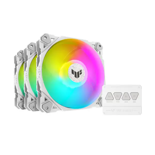 AsUs Tuf Gaming White Heroic Light Tf120 Wentylator obudowy 3 szt. wentylator Argb z kontrolerem efektów świetlnych Tuf Gaming Tf120 Argb 3w1